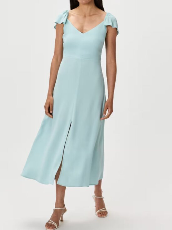 Quince Dresses & Skirts - Quince Lightweight Crepe Flutter Sleeve Midi Dress Aqua Pearl S NWT